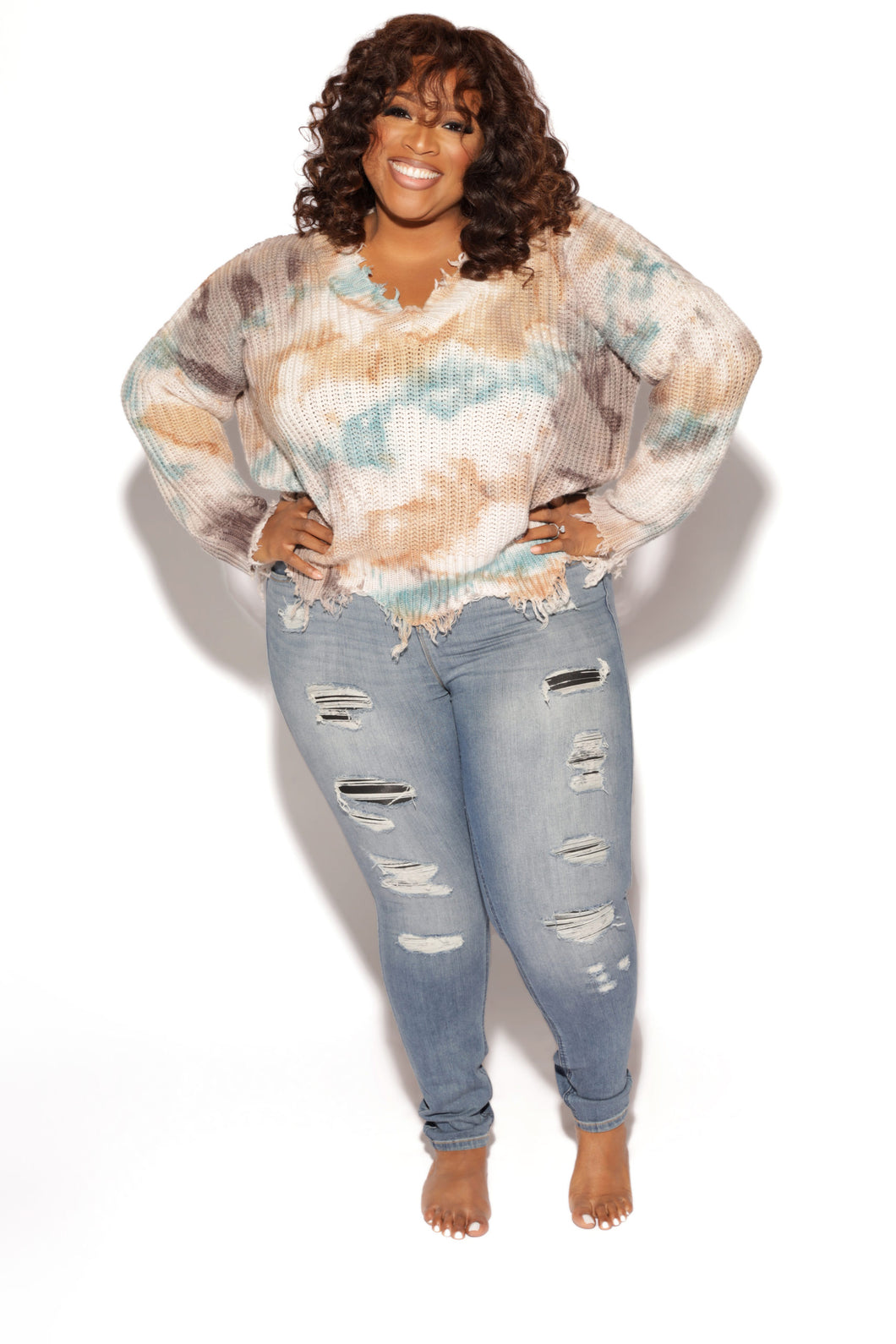 Distressed Tie Dye Sweater